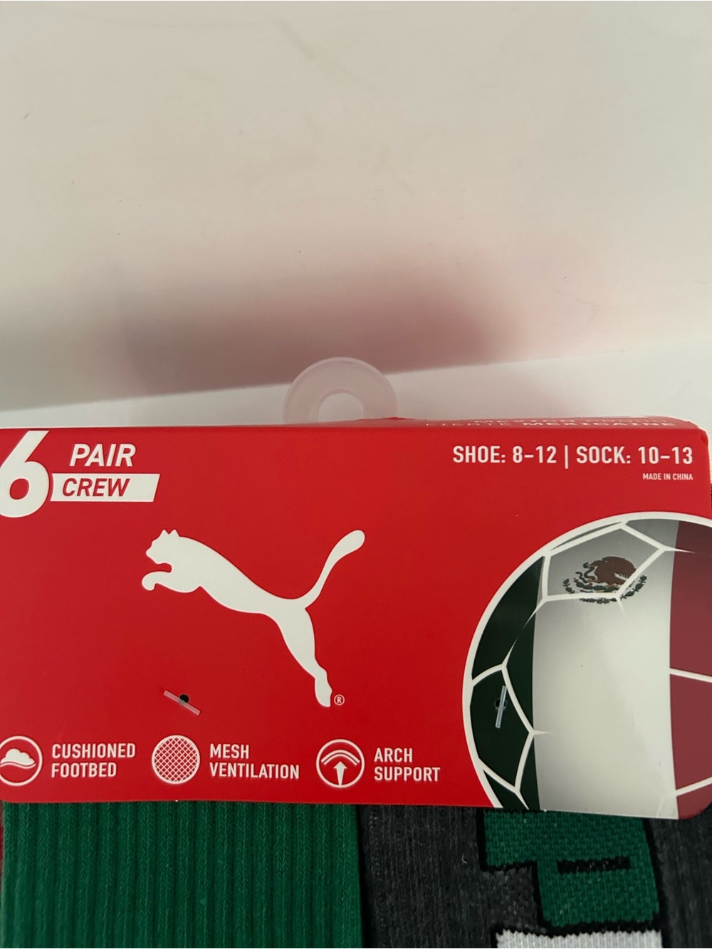 Mexico Puma Men’s Crew Socks 6-Pack - Picture 2 of 9